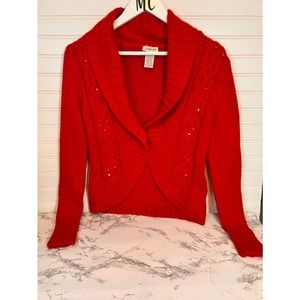 St johns Bay Chunky Red Cardigan Medium
